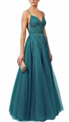 Ayesha Forest Green Sparkle Tulle Gown